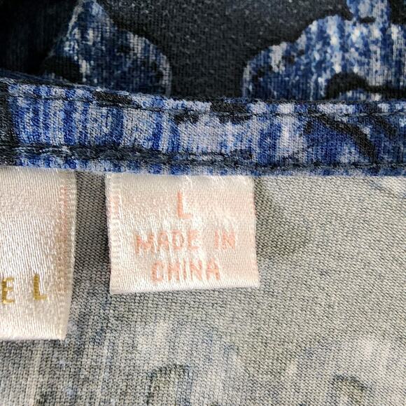 Belle by Kim Gravel Womens Tie Front Print Knit Top Size Large Blue Knit A372048 - Picture 9 of 11